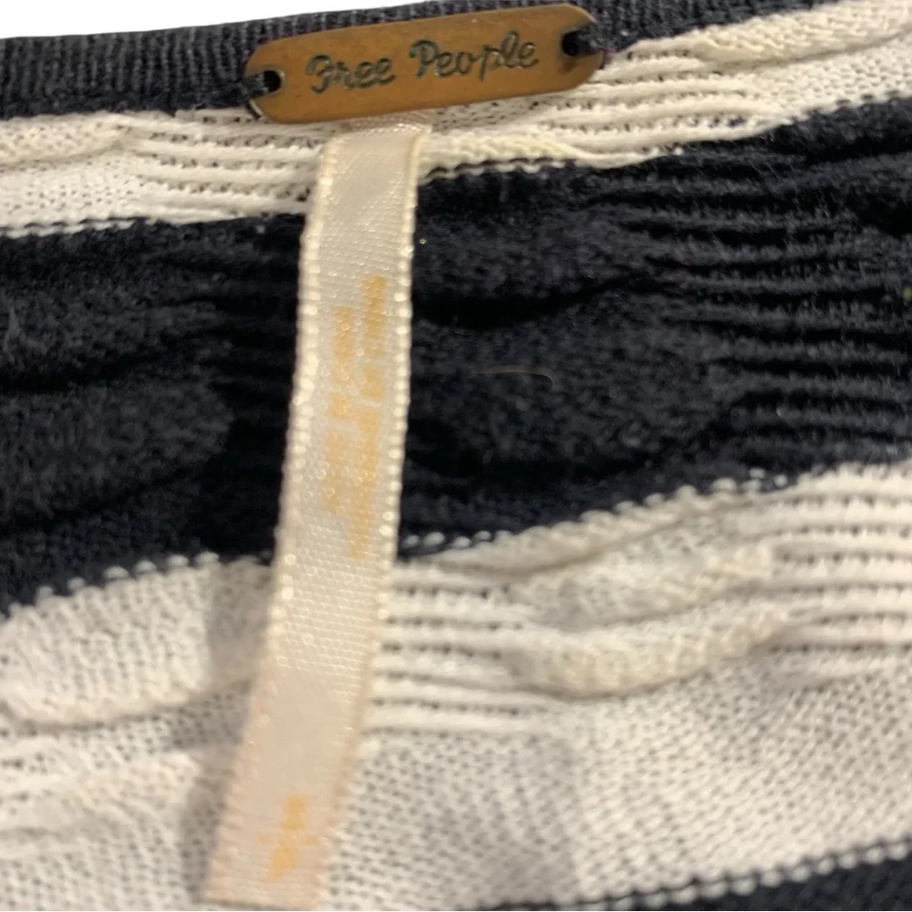 FREE PEOPLE‎ Boho Black & White Striped Open-Front Cardigan – Fits S/M